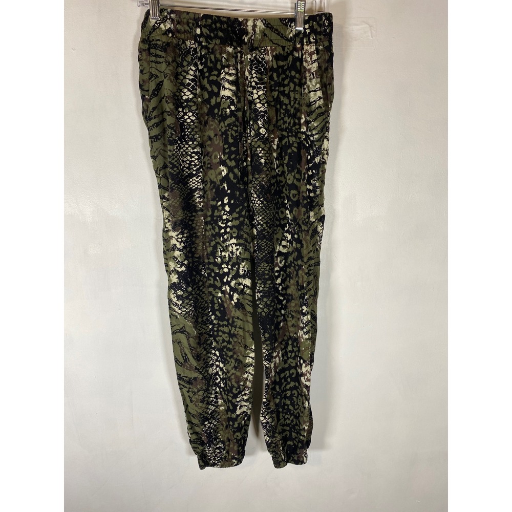 Faded Glory Animal Print Lounge Jogger Pants Green Snakeskin Leopard M 8-10
